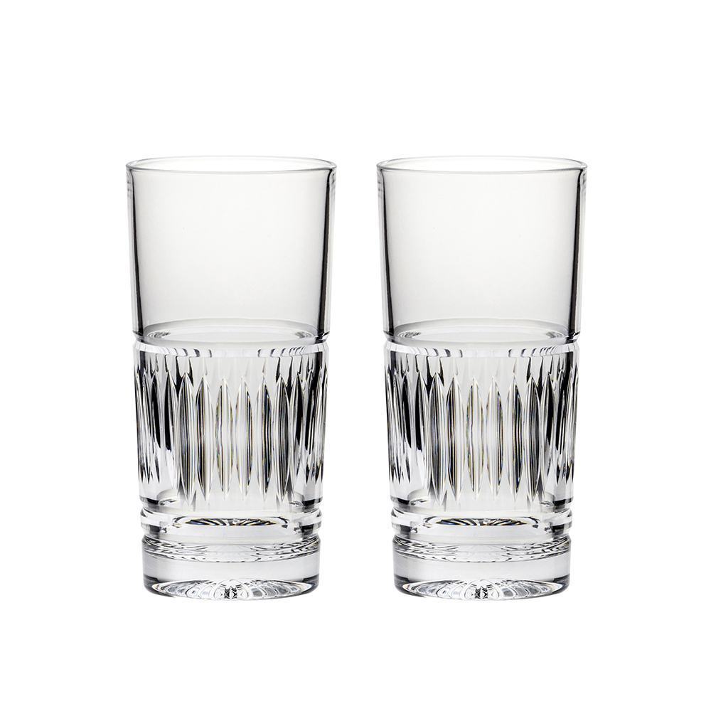 Royal Scot Crystal Art Deco Tall Tumblers Set of 2