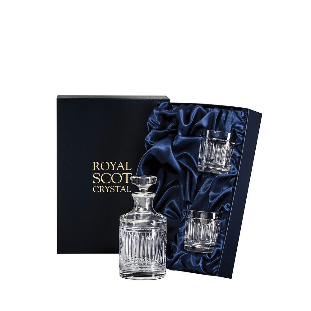 Royal Scot Crystal Art Deco Round Spirit Set