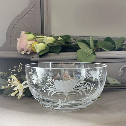 Royal Scot Crystal Bee & Honeysuckle Fruit Salad Bowl 7.5"