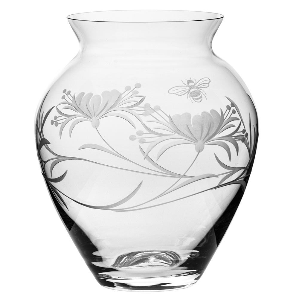 Royal Scot Crystal Bee & Honeysuckle Large Posy Vase 7"