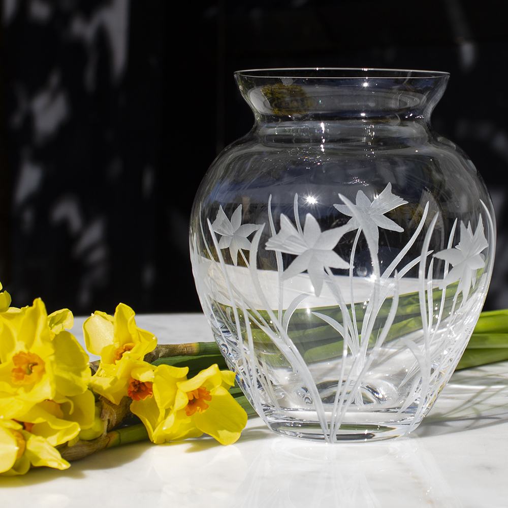 Royal Scot Crystal Daffodils Small Posy Vase 5"