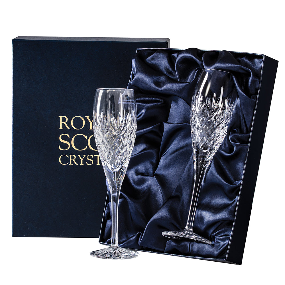 Royal Scot Crystal Edinburgh Champagne Flute Set of 2