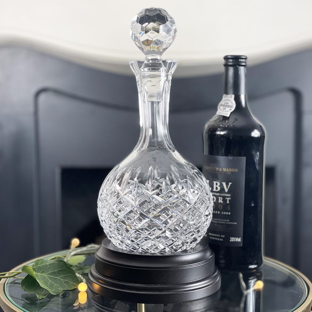 Royal Scot Crystal London Hogget Decanter with Mahogany Base