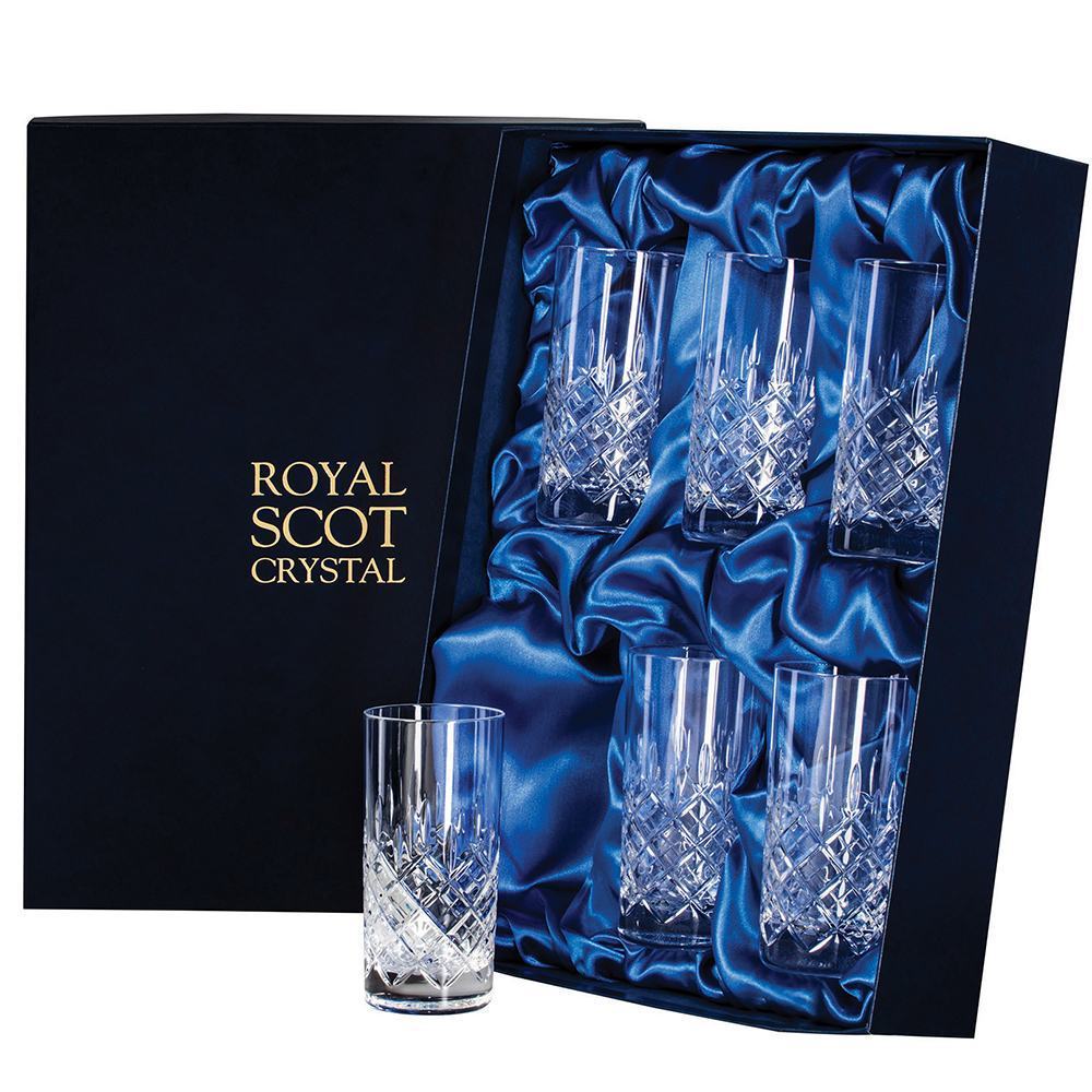 Royal Scot Crystal London Tall Tumblers Set of 6