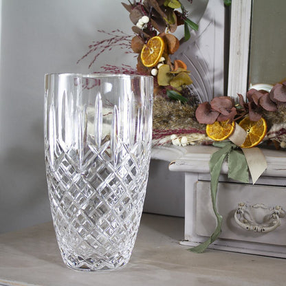 Royal Scot Crystal London Large Barrel Vase 9"