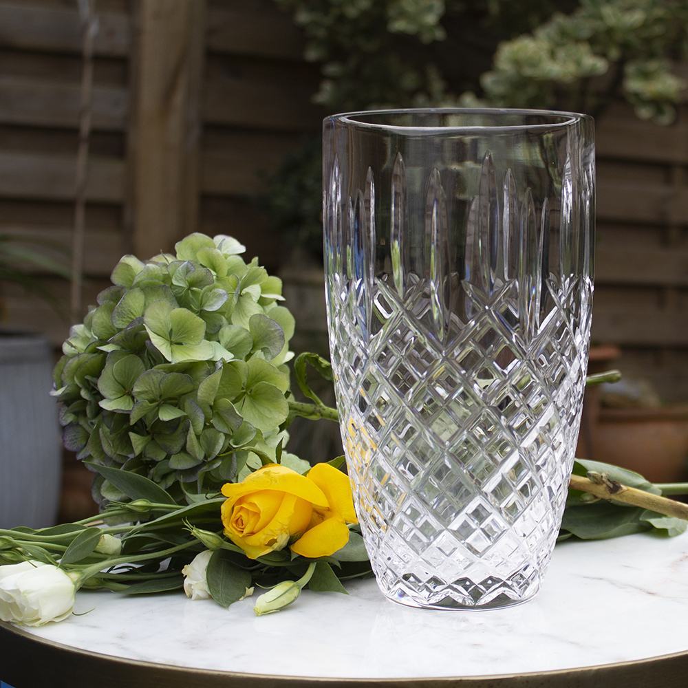 Royal Scot Crystal London Large Barrel Vase 9"