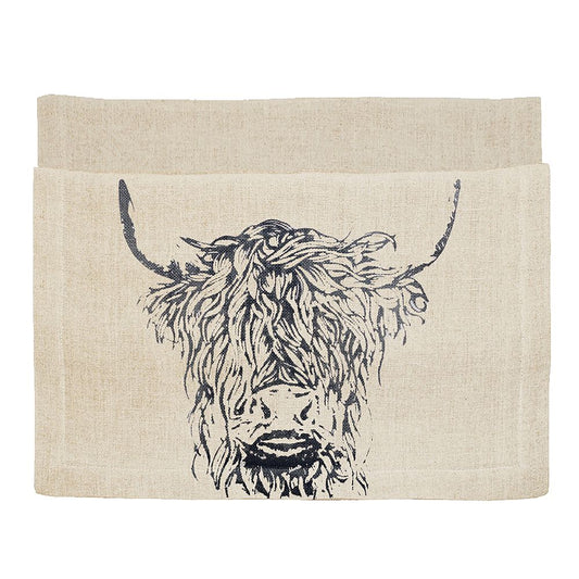 Selbrae House Highland Cow Linen Table Runner