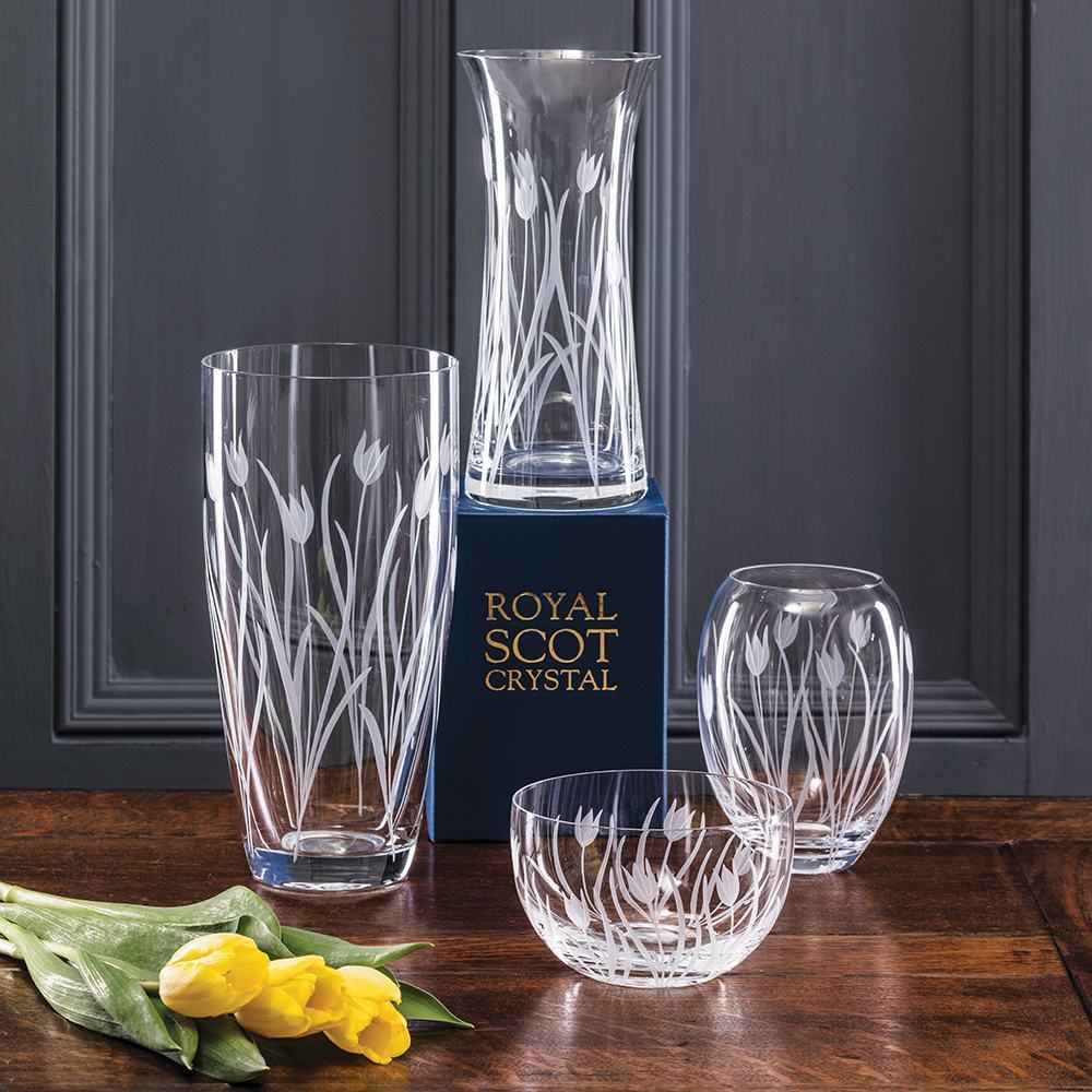 Royal Scot Crystal Wild Tulip Tall Vase 10"