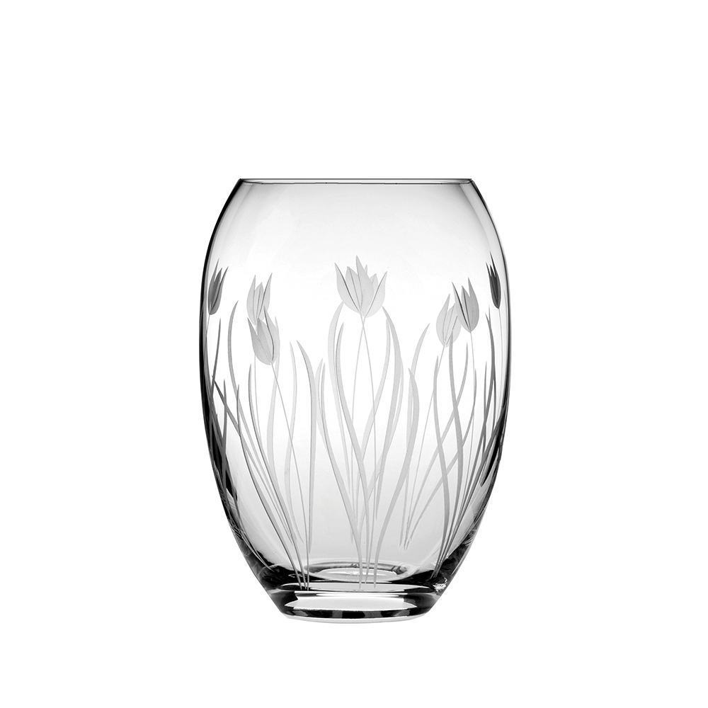 Royal Scot Crystal Wild Tulip Medium Barrel Vase 7"