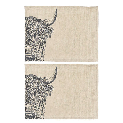 Selbrae House Highland Cow Linen Placemats-home-Goviers